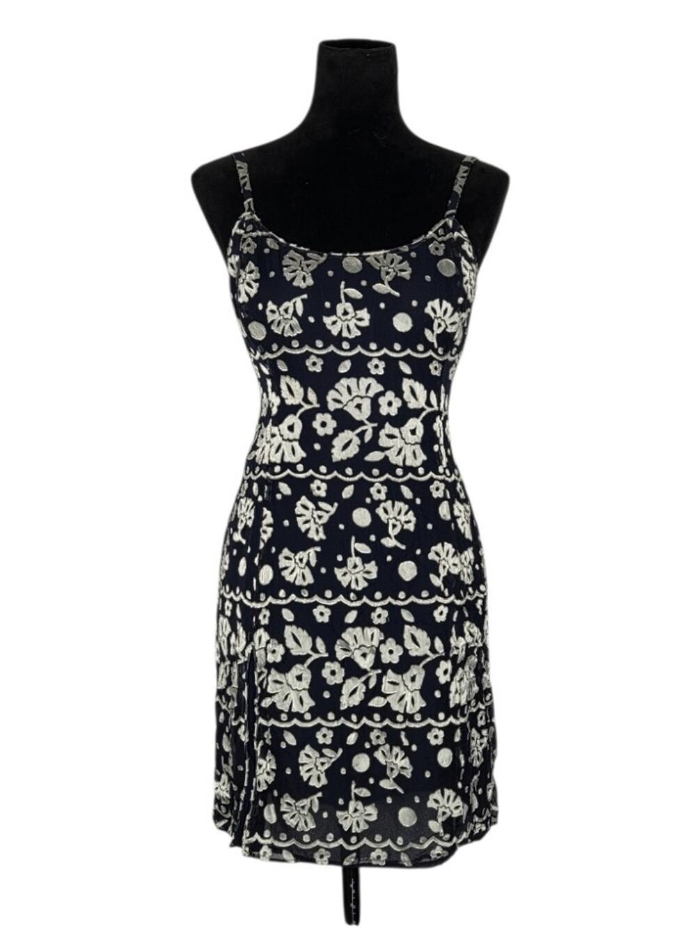 VTG Y2K Giorgio Armani IT 46 Silk Blend Burnout Floral Mini Slip Dress High Slit